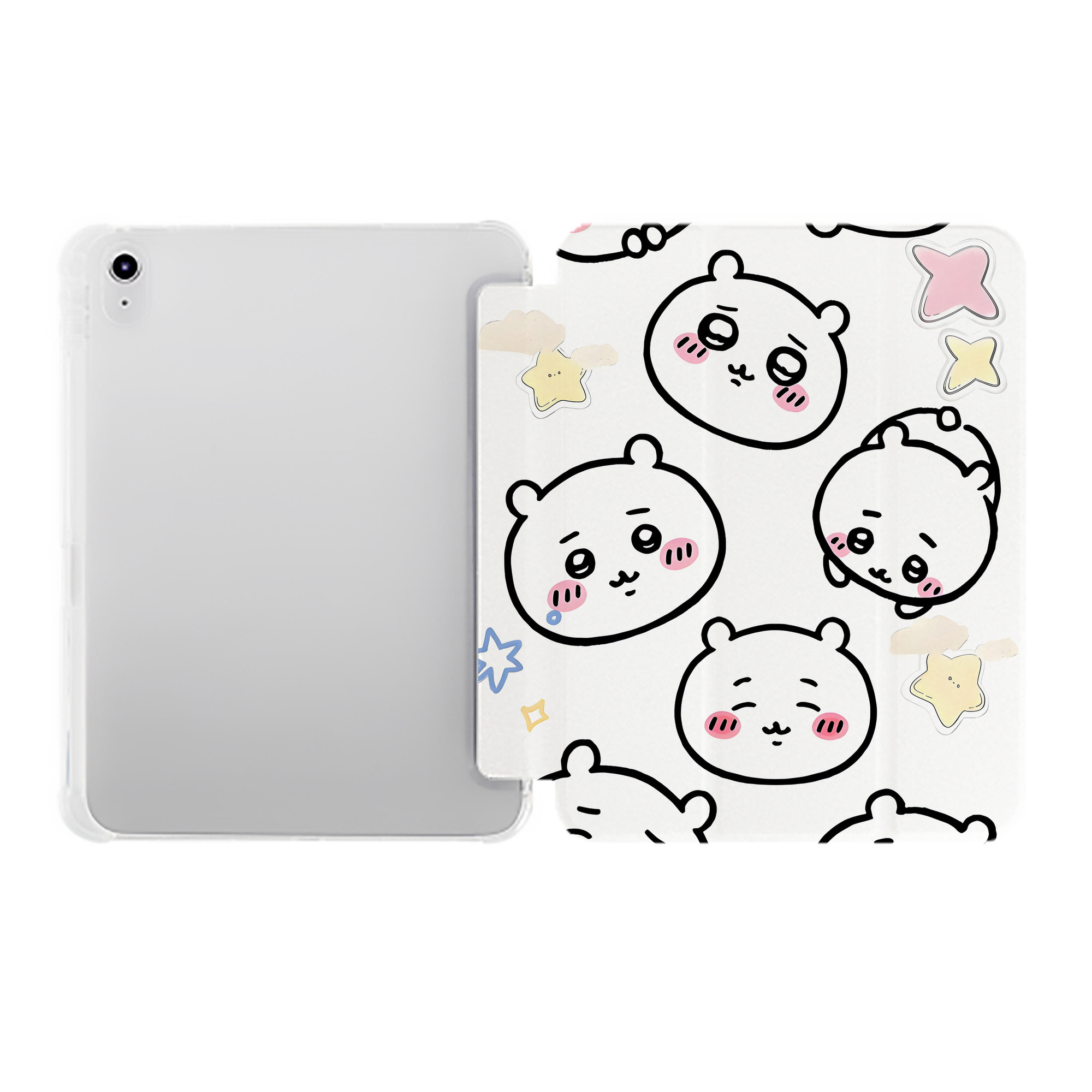 （画像用） ちいかわ Chii-kawa IPad ケース ペン収納付き 三つ折りスタンド PUレザー×シリコン 対応機種9.5/10.5/10.9インチ